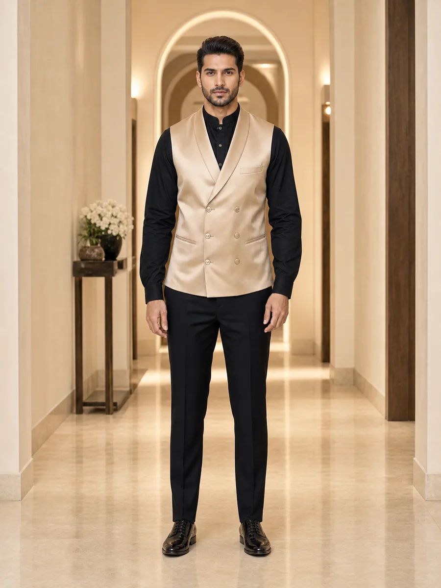 Champagne Double-Breasted Waistcoat