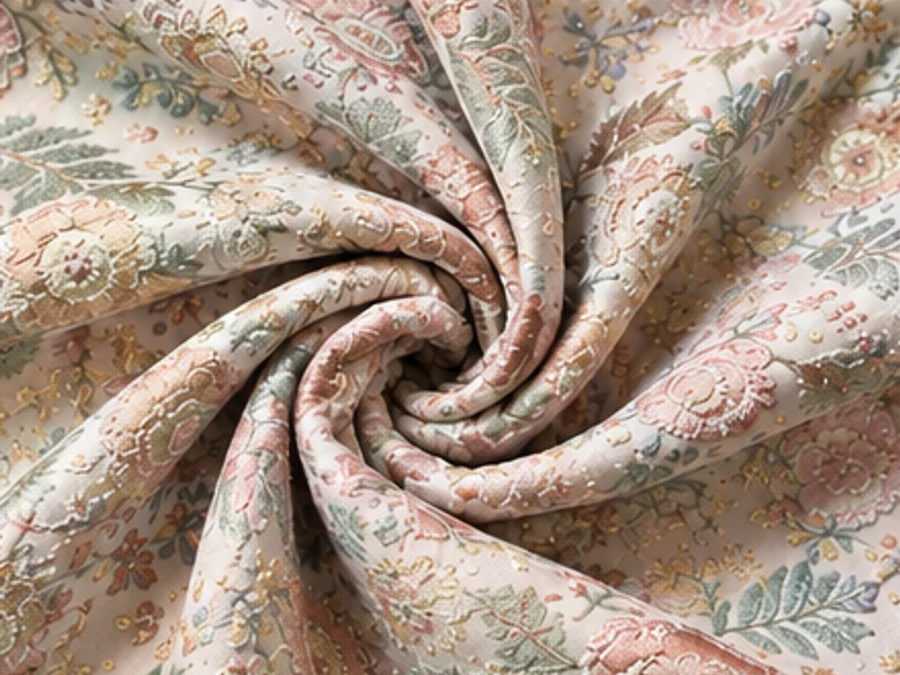 Florals in ivory & blush fabric texture
