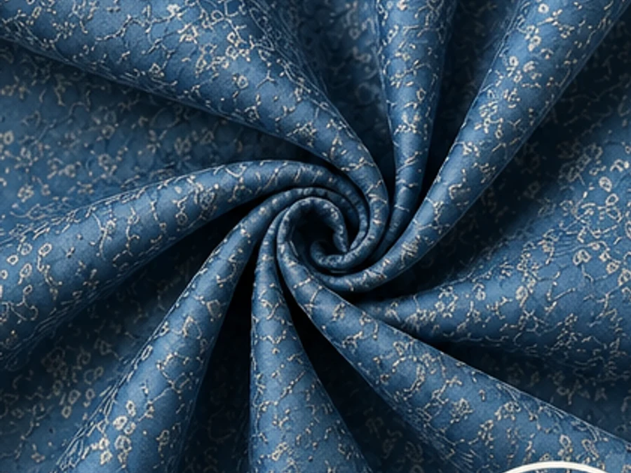 Jacquard in silver & blue fabric texture